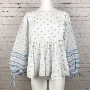 Ella Moss Waverly Puff Long-sleeve Top L White